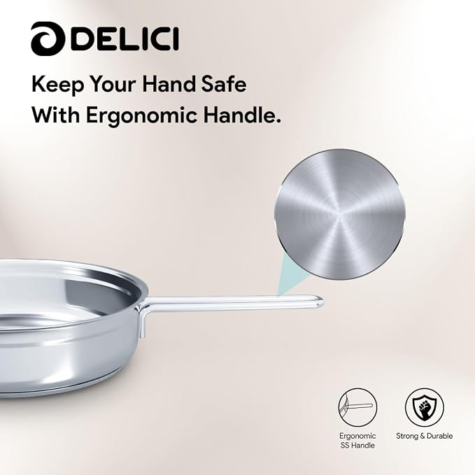 Delici DFP28W 28 cm 304 Stainless Steel Fry Pan