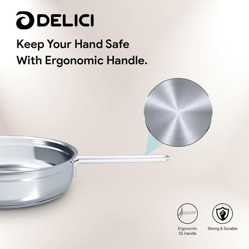 Delici DFP28W 28 cm 304 Stainless Steel Fry Pan