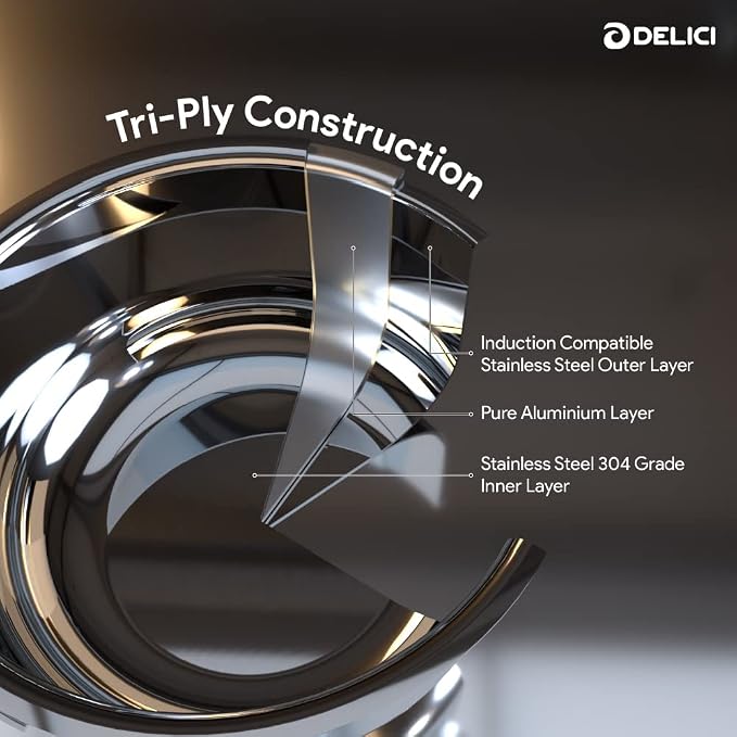 Delici DFP28W 28 cm 304 Stainless Steel Fry Pan