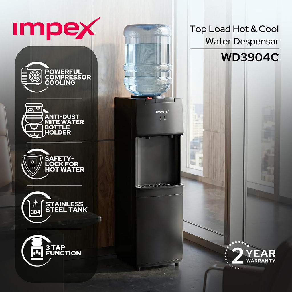 Impex WD3904B – موزع مياه ساخن وبارد بحنفيتين مع تبريد بالضاغط
