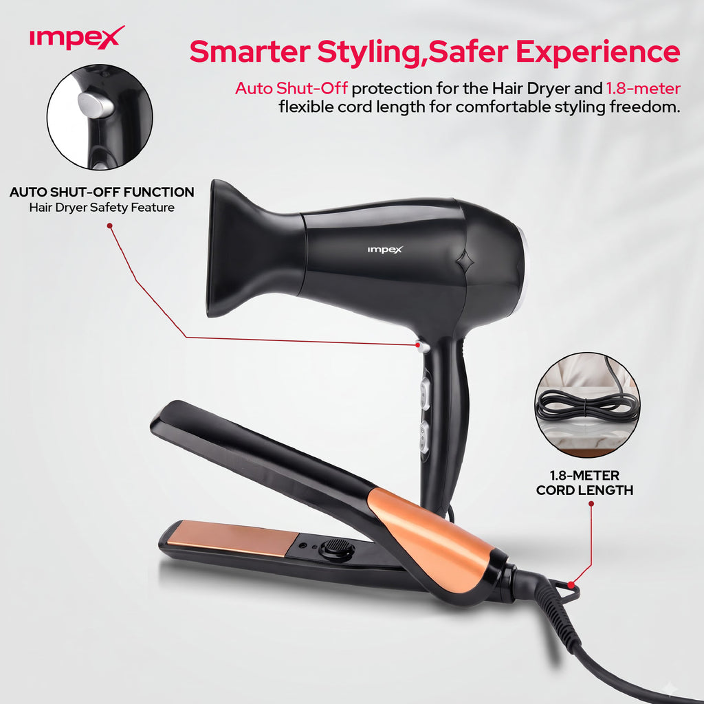 Impex HSK101 – Hair Dryer & Straightener Combo Hair Styler