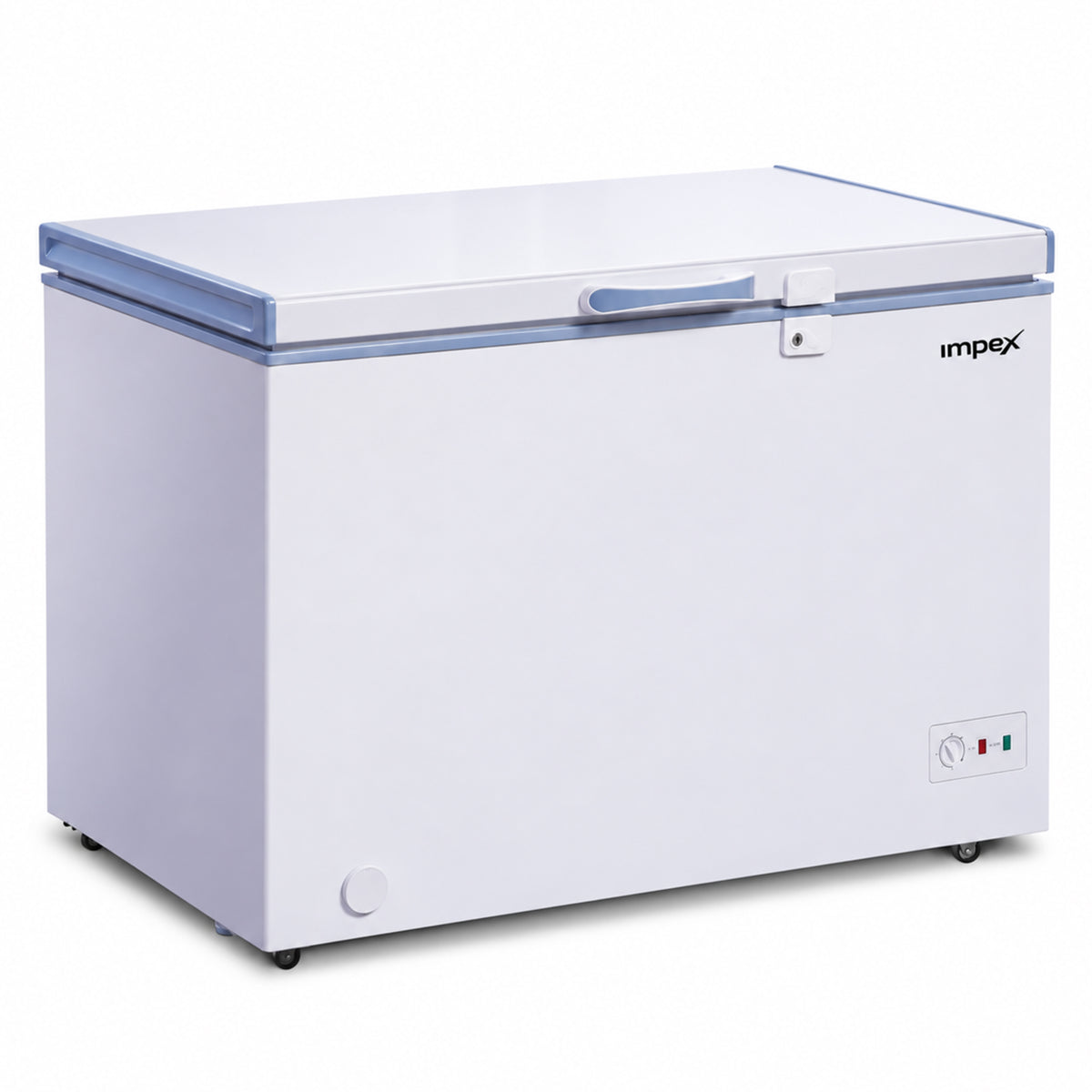 إمبكس IMCF150W – فريزر صندوقي بسعة 150 لتر مع قفل وعجلات دوارة ومصباح داخلي