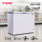 Impex IMCF150W – 150L Chest Freezer with Lock, Castor Wheels & Interior Lamp