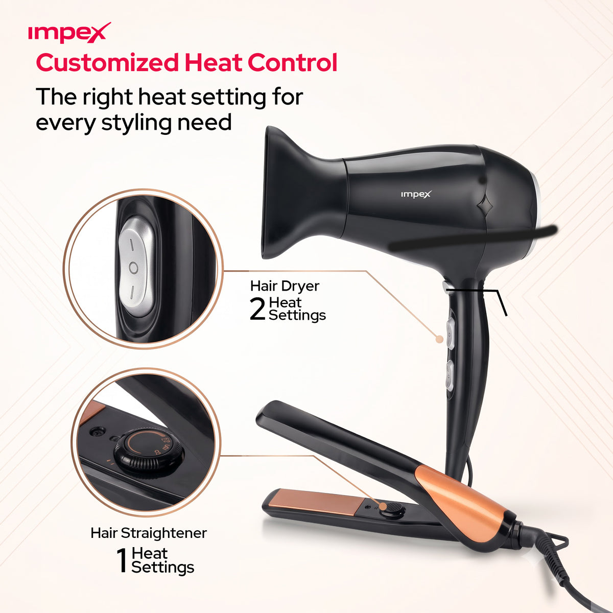 Impex HSK101 – Hair Dryer & Straightener Combo Hair Styler