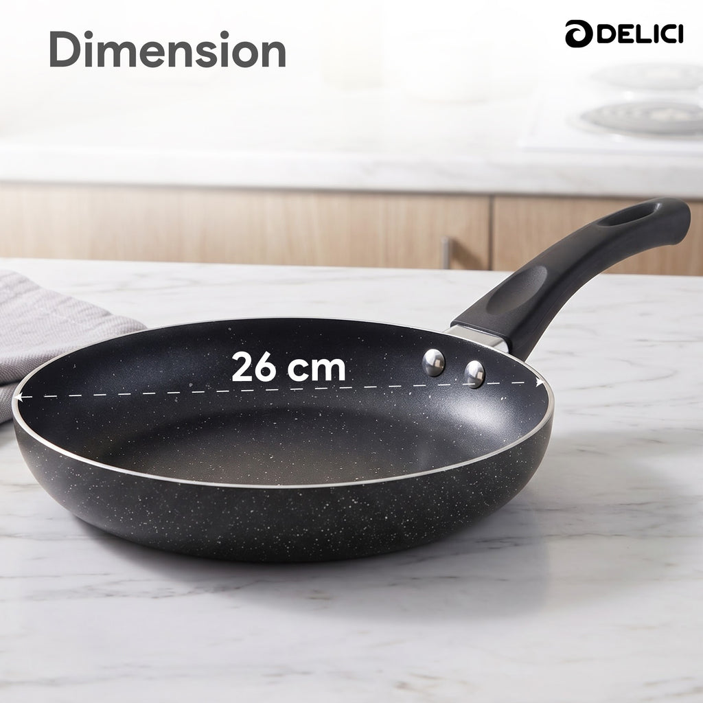 Delici Granite Gray Nonstick Fry Pan 26 cm – AFP26GE | PFOA-Free, Dishwasher Safe