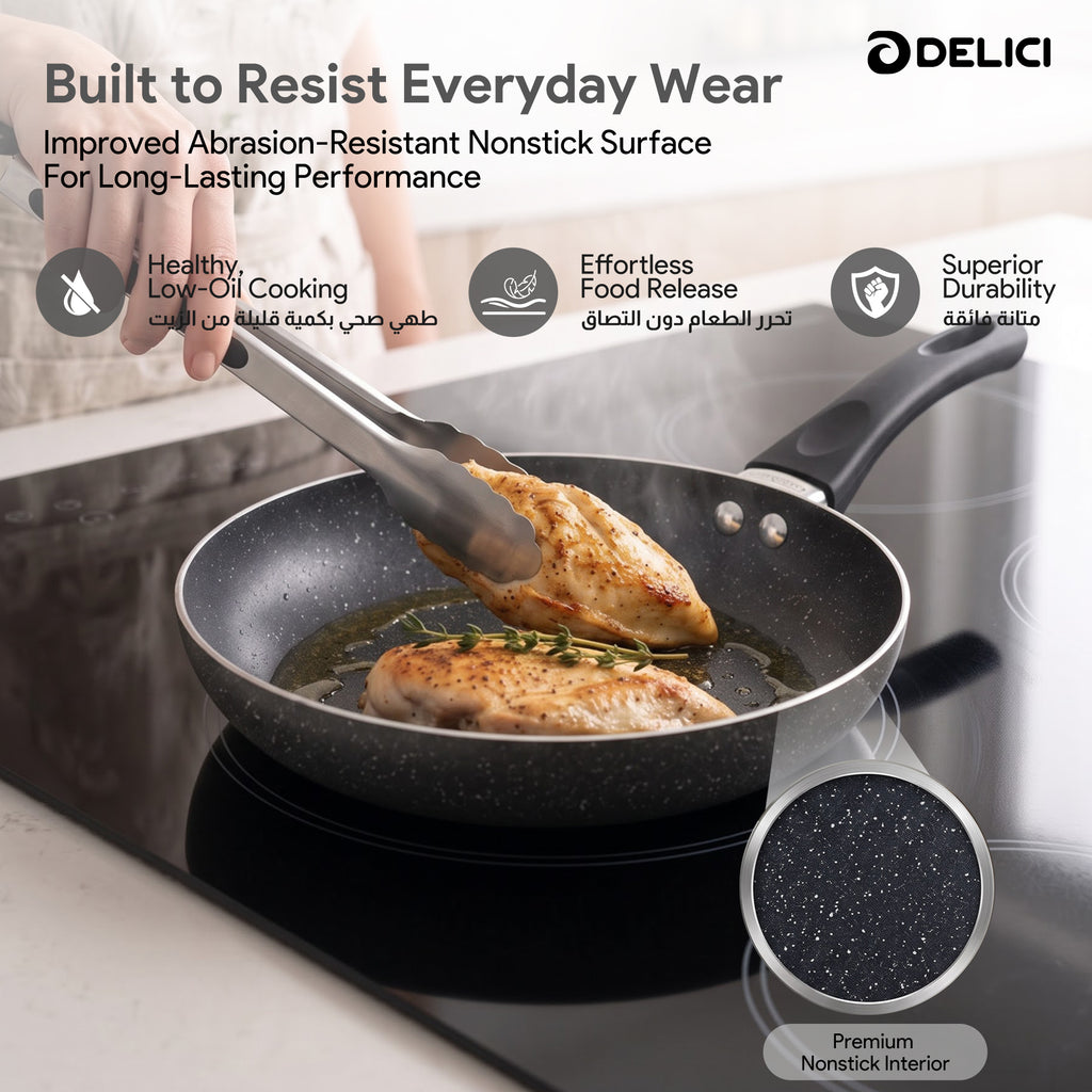Delici Granite Gray Nonstick Fry Pan 28 cm – AFP28GE | PFOA-Free, Dishwasher Safe