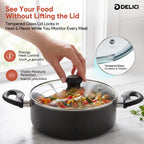 Delici Granite Gray Nonstick Sauce Pan 22 cm – ASP22GE | PFOA-Free, Glass Lid