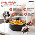 Delici Granite Gray Nonstick Sauce Pan 22 cm – ASP22GE | PFOA-Free, Glass Lid
