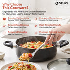 Delici Granite Gray Nonstick Sauce Pan 24 cm – ASP24GE | PFOA-Free, Glass Lid