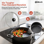 Delici Granite Gray Nonstick Sauce Pan 24 cm – ASP24GE | PFOA-Free, Glass Lid
