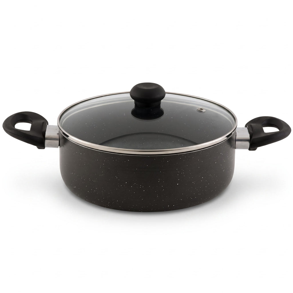 Delici Granite Gray Nonstick Sauce Pan 26 cm – ASP26GE | PFOA-Free, Glass Lid