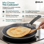 Delici Granite Gray Nonstick Tawa Pan 28 cm – ATP28GE | PFOA-Free, Dishwasher Safe