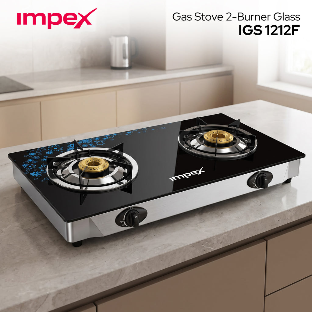 Impex LP Gas Stove 2-Burner Glass (IGS-1212F)