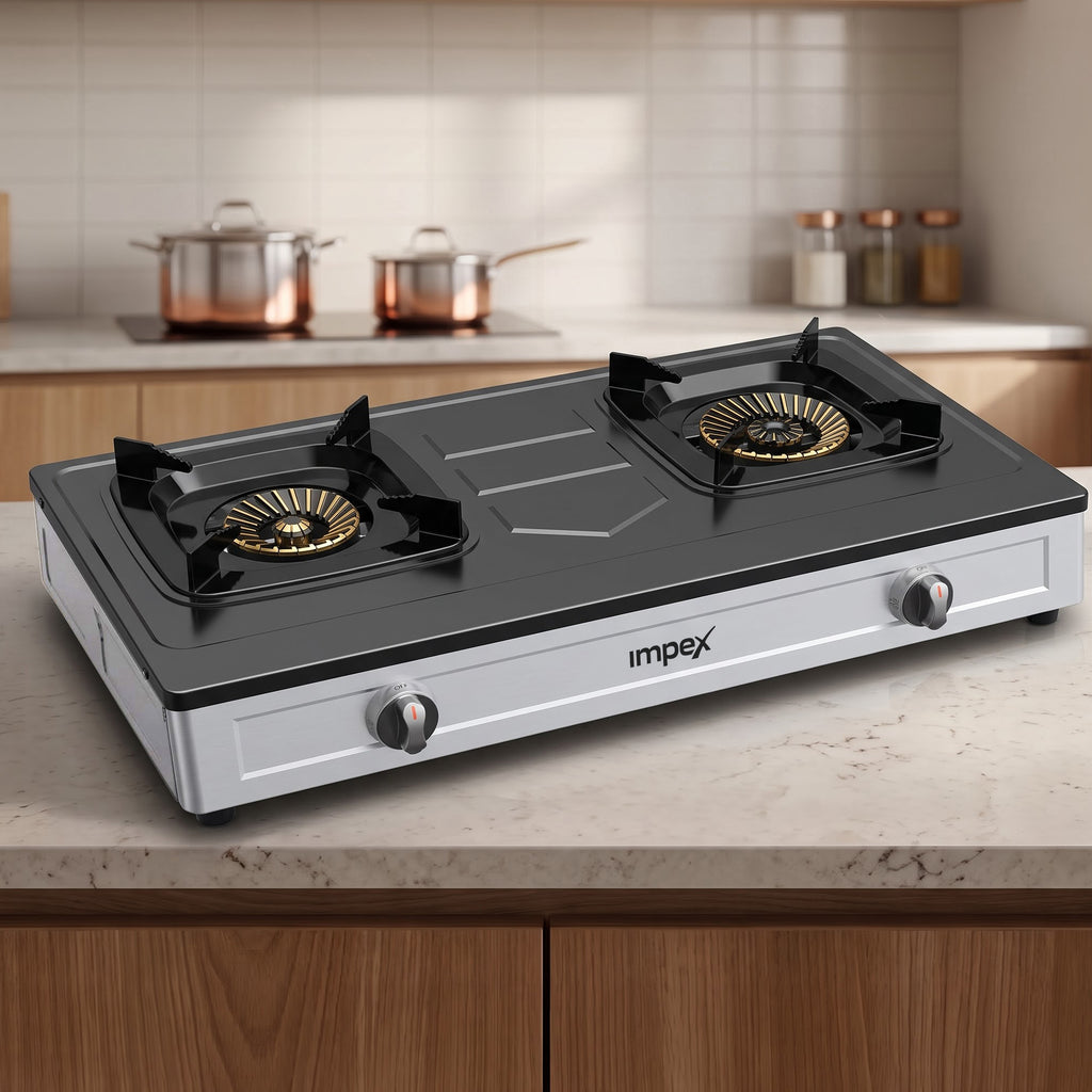 Impex 2-Burner LP Gas Stove Stainless Steel Heavy (IGS-121)