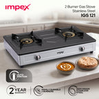 Impex 2-Burner LP Gas Stove Stainless Steel Heavy (IGS-121)