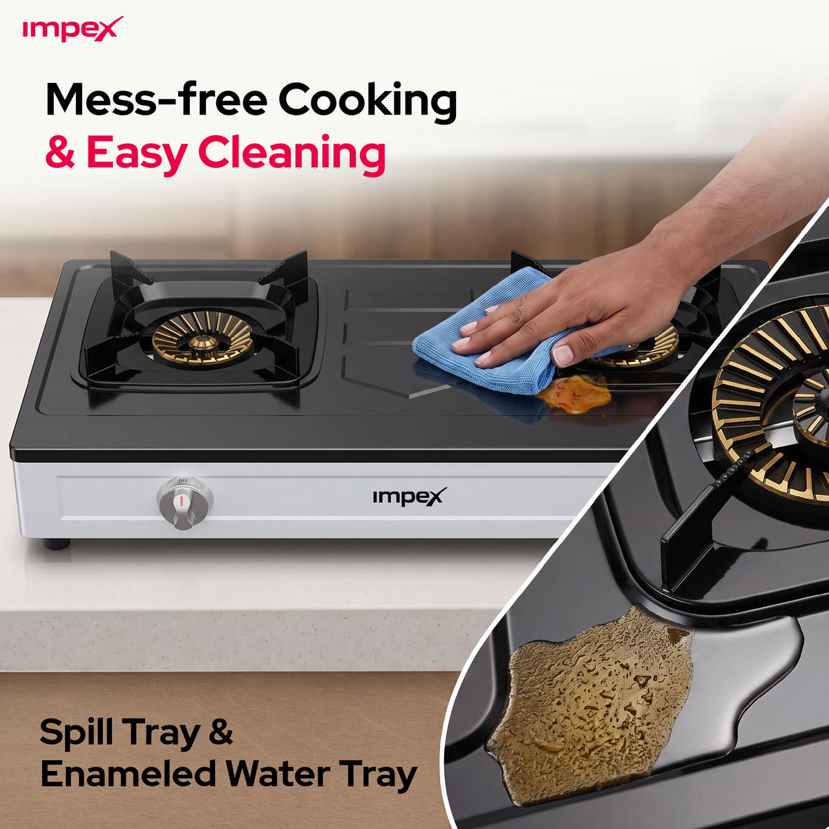 Impex 2-Burner LP Gas Stove Stainless Steel Heavy (IGS-121)