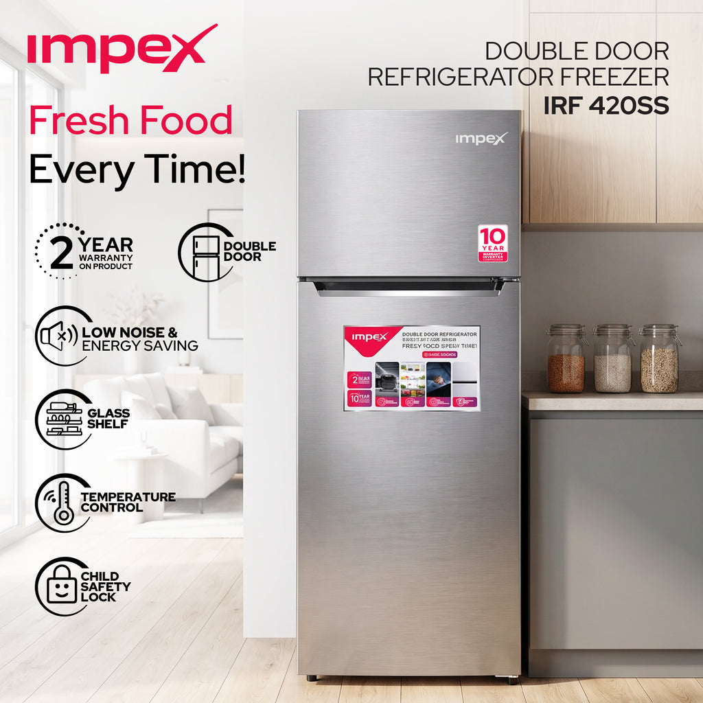 Impex IRF420SS – 458L No Frost Inverter Refrigerator | Stainless Steel