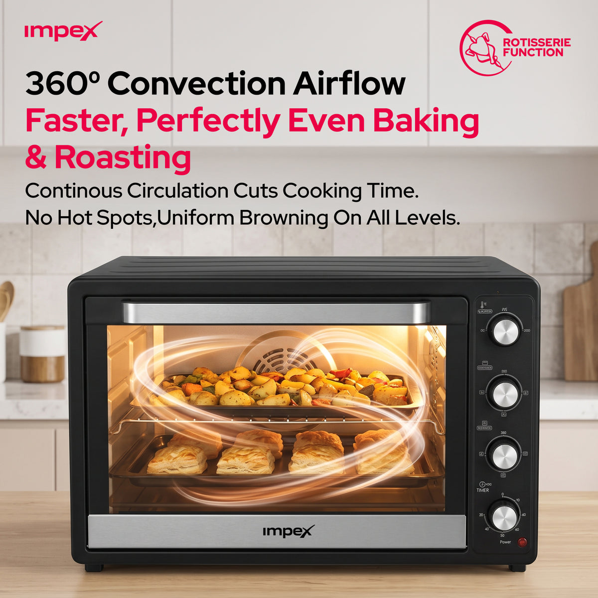 Impex 100L Electric Oven with Rotisserie & Convection (OV-2904)