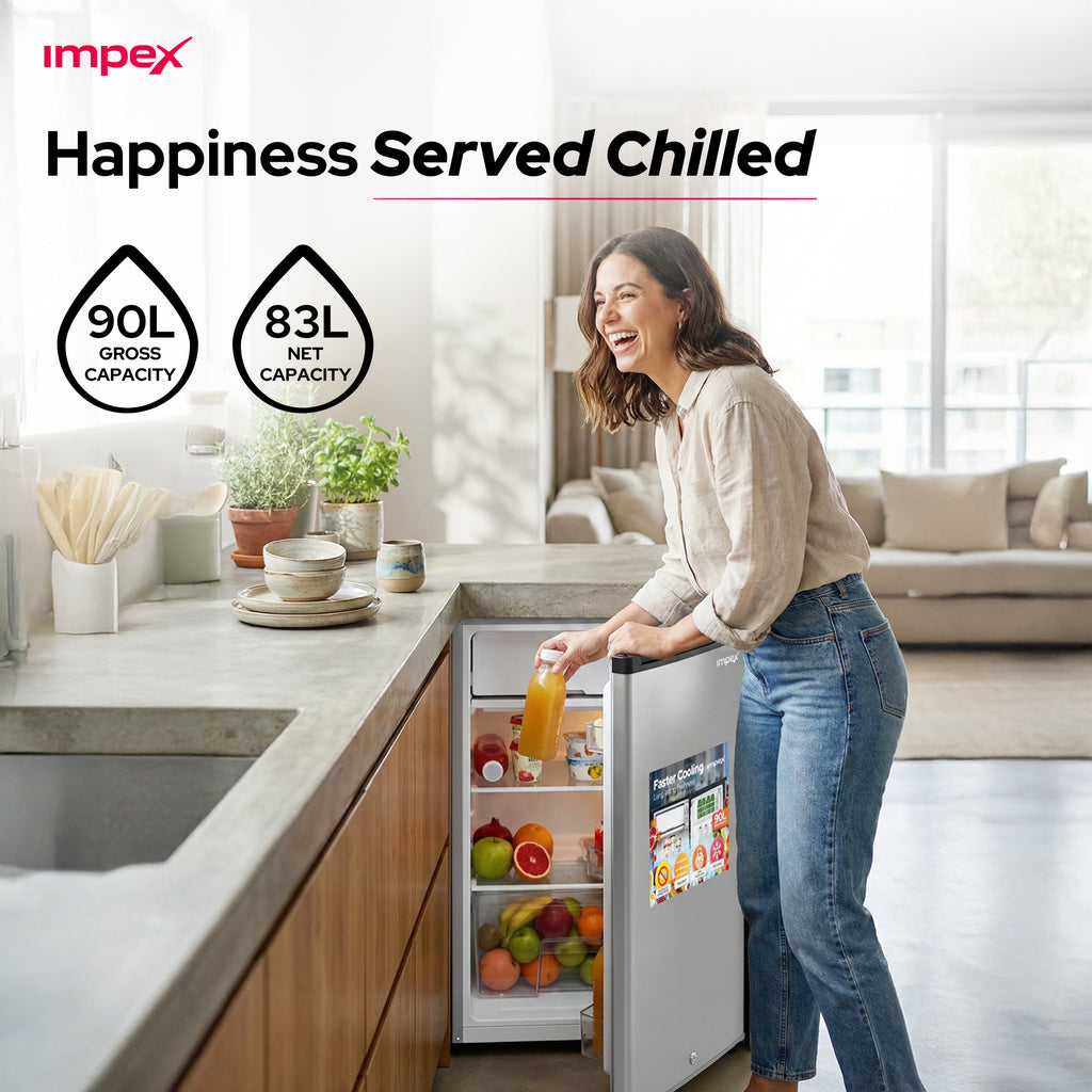 Impex IMRF140C 90L Single Door Refrigerator | Fast Cooling | Dark Grey