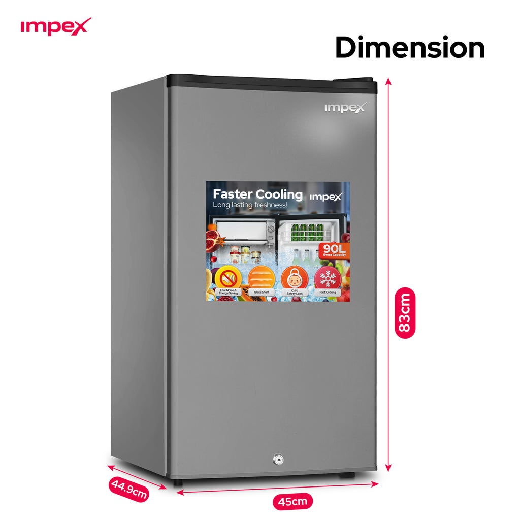 Impex IMRF140C 90L Single Door Refrigerator | Fast Cooling | Dark Grey
