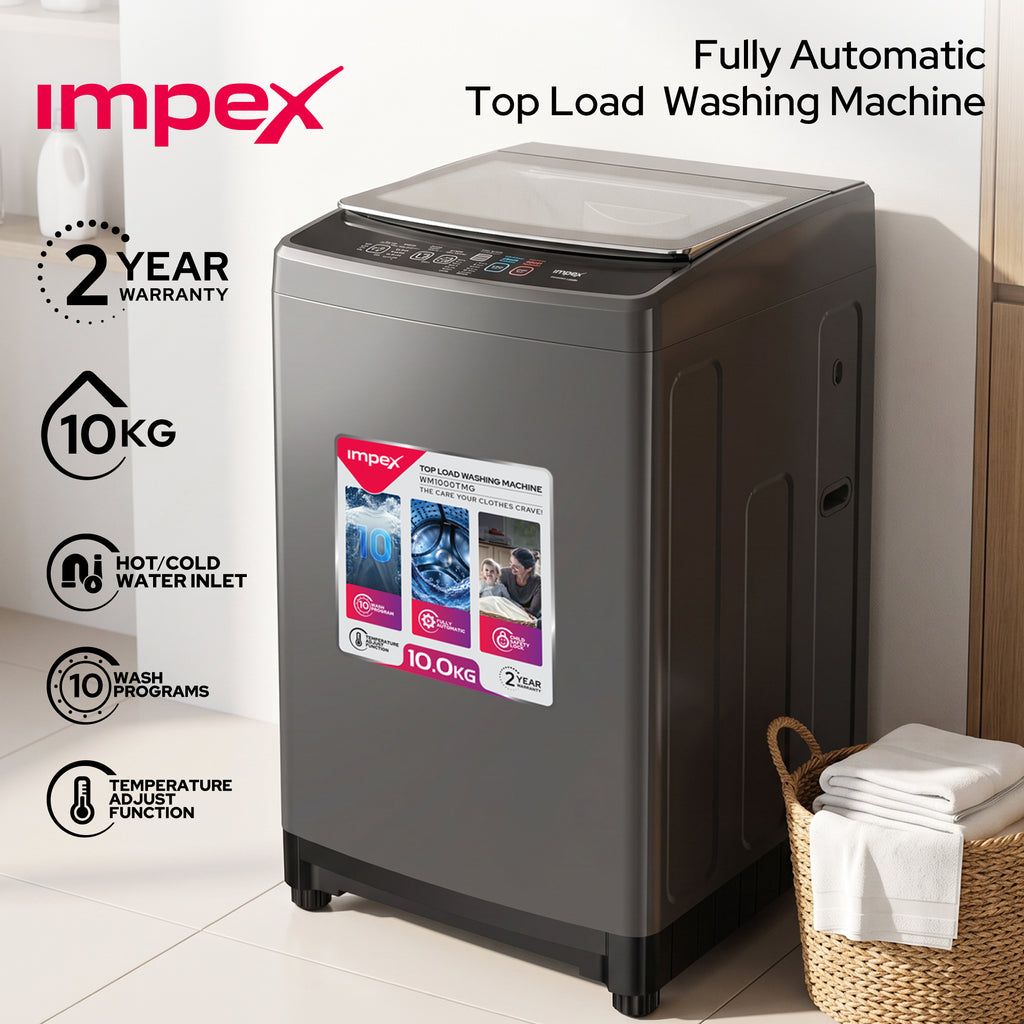 Impex WM1000TMG – 10KG Fully Automatic Top Load Washing Machine