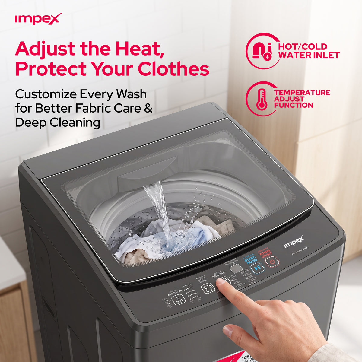 Impex WM1000TMG – 10KG Fully Automatic Top Load Washing Machine