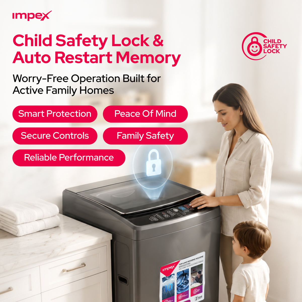 Impex WM1000TMG – 10KG Fully Automatic Top Load Washing Machine