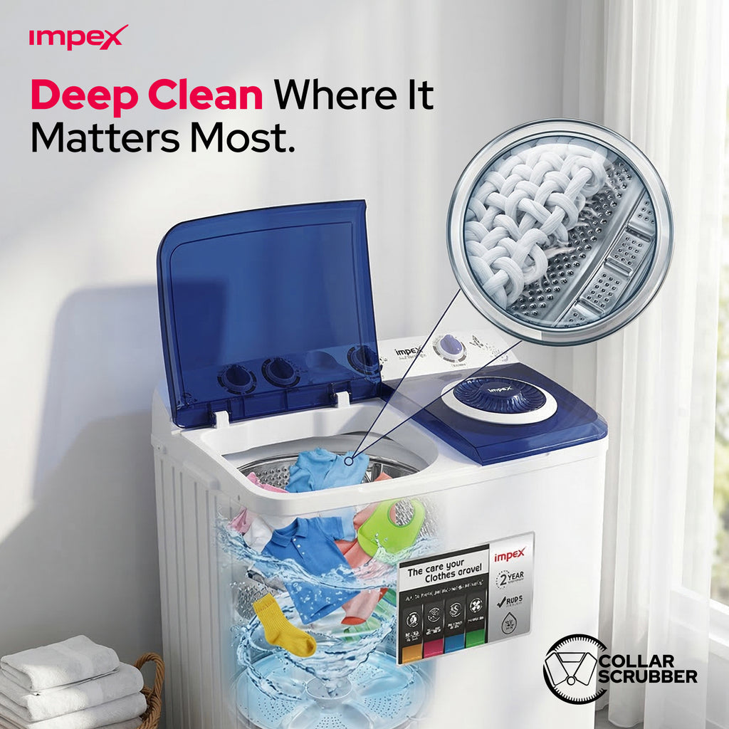 Impex WM 4205 – 12 KG Semi-Automatic Washing Machine with Air Turbo Dry