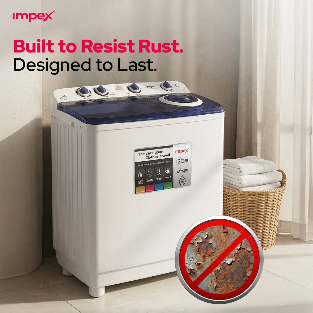 Impex WM 4205 – 12 KG Semi-Automatic Washing Machine with Air Turbo Dry