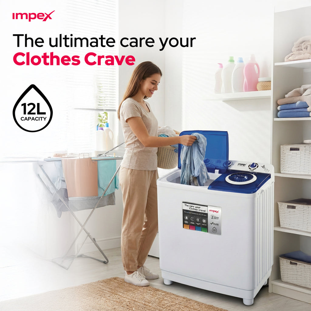 Impex WM 4205 – 12 KG Semi-Automatic Washing Machine with Air Turbo Dry