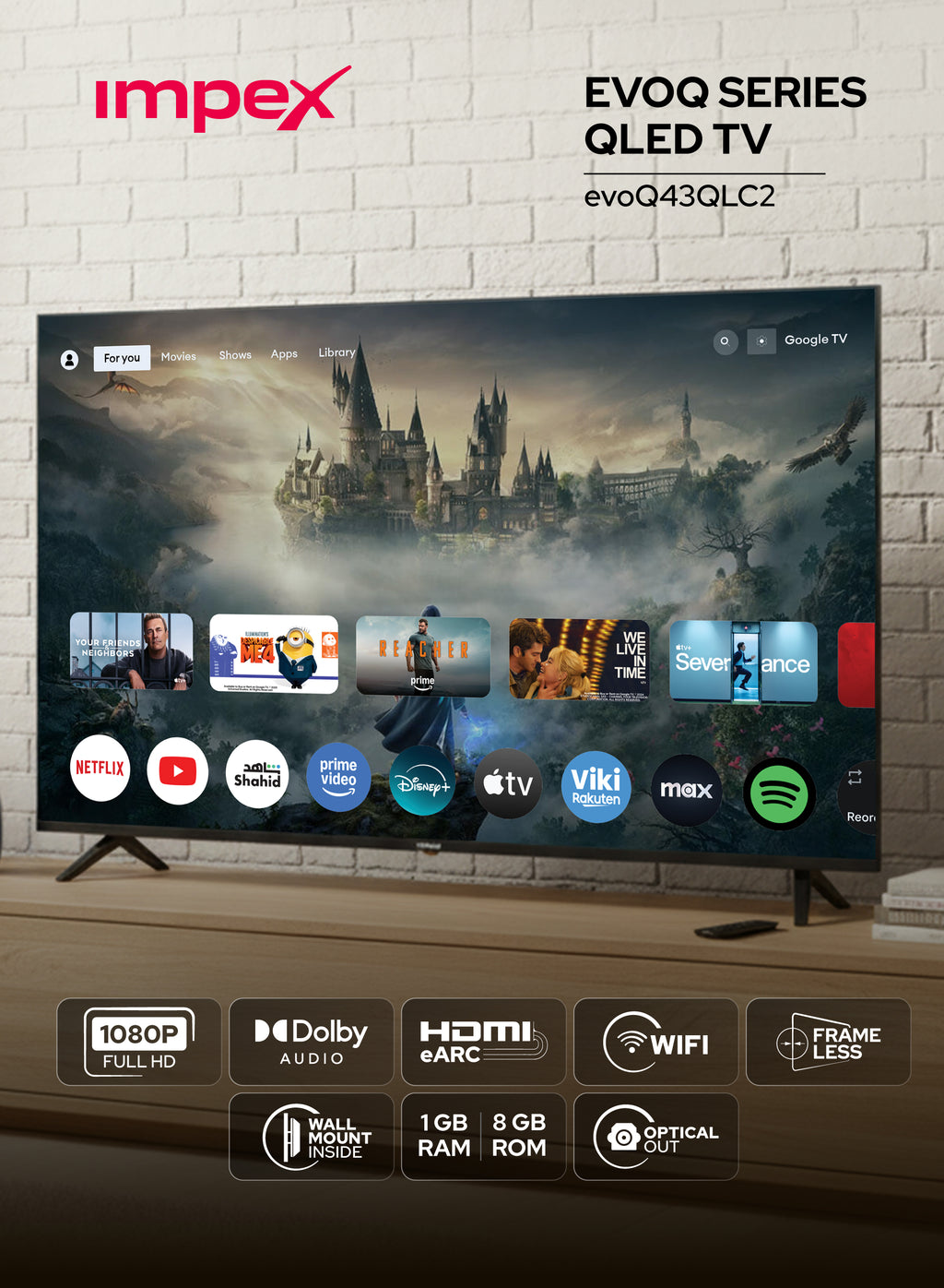 Impex evoQ43QLC2 43" QLED FHD Google TV | Google Assistant | Super Slim