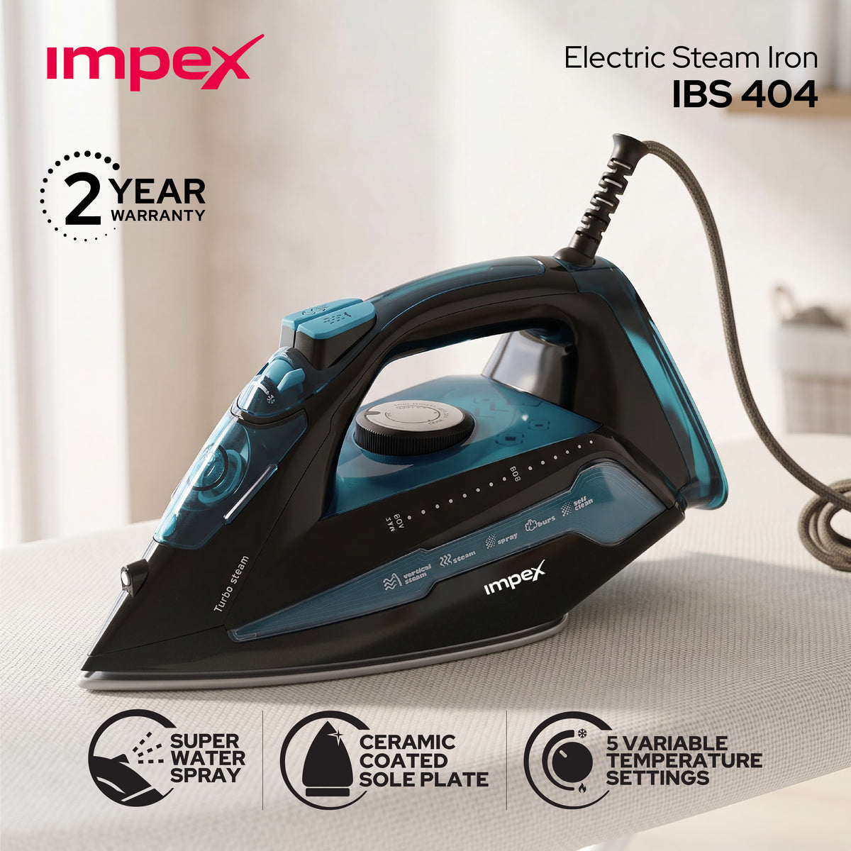 Impex Electric Steam Iron Box (IBS-404)