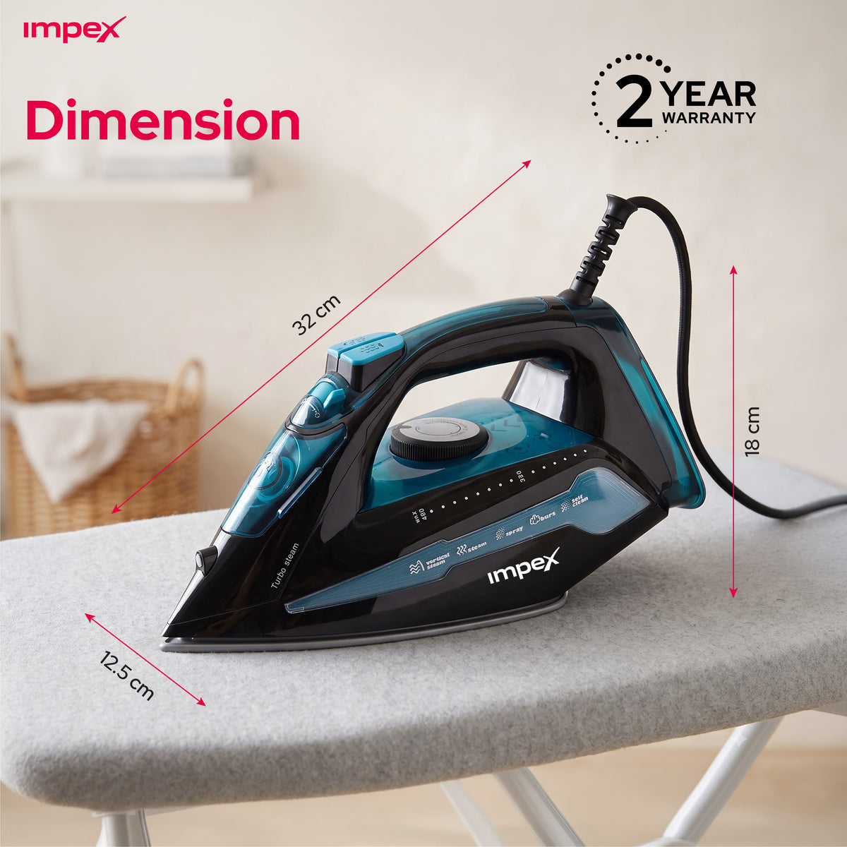 Impex Electric Steam Iron Box (IBS-404)
