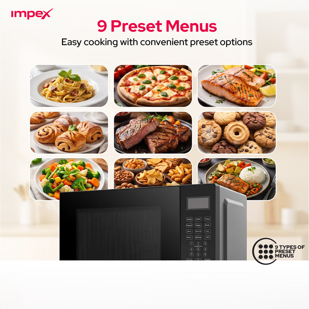 Impex MO8125DGB – 25L Digital Grill Microwave Oven with 9 Preset Menus