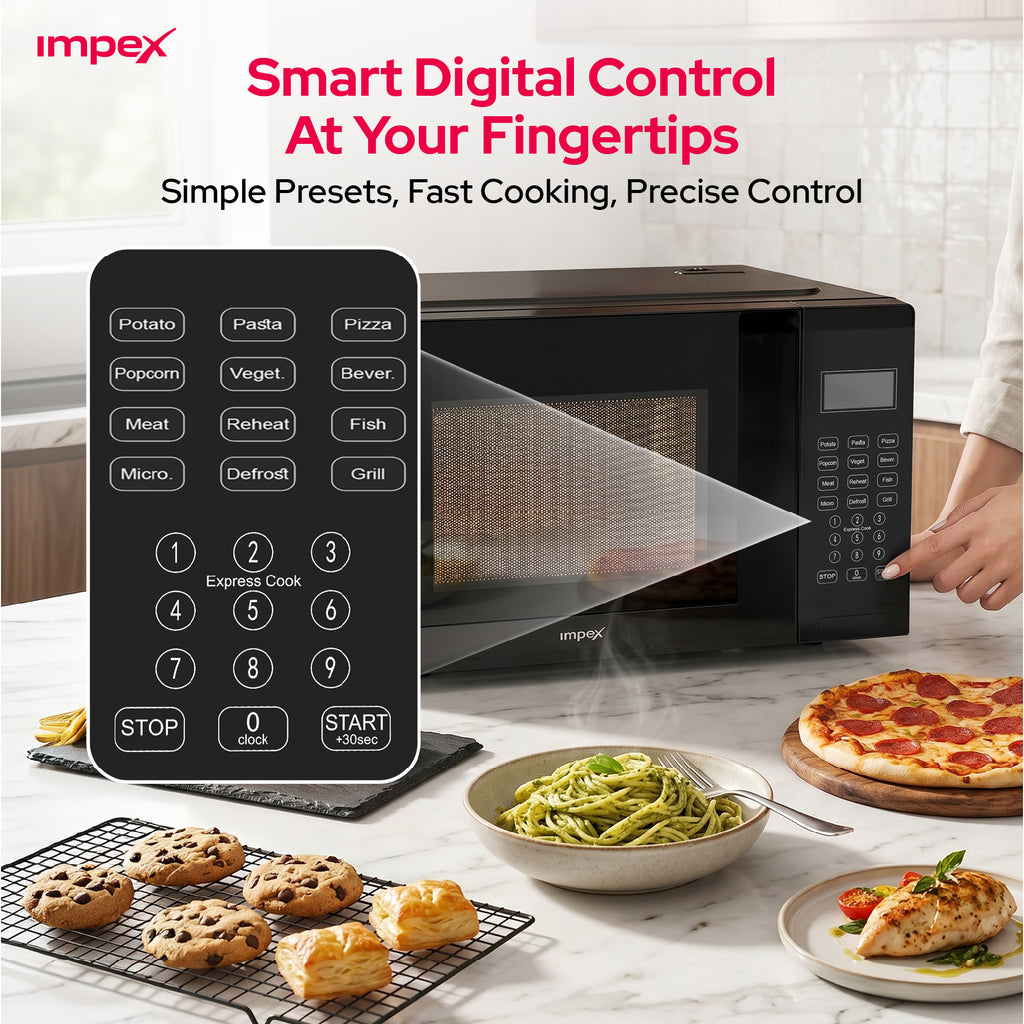 Impex MO8125DGB – 25L Digital Grill Microwave Oven with 9 Preset Menus