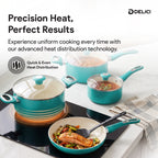 Delici 8-Piece Ceramic Nonstick Cookware Set Green NCC8TG | Made in India
