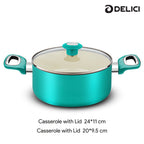 Delici 8-Piece Ceramic Nonstick Cookware Set Green NCC8TG | Made in India