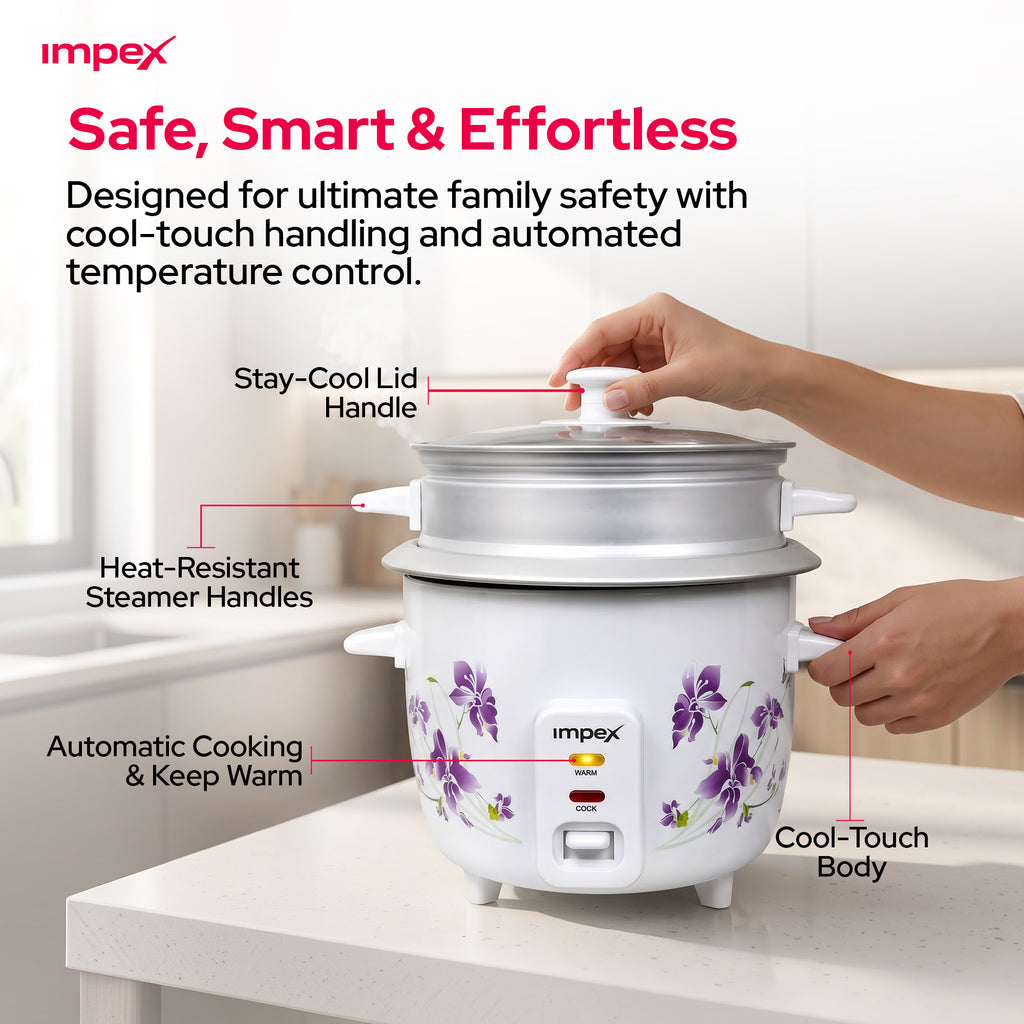 Impex RC2801 – 1 Litre 400W Electric Rice Cooker with Steamer Function