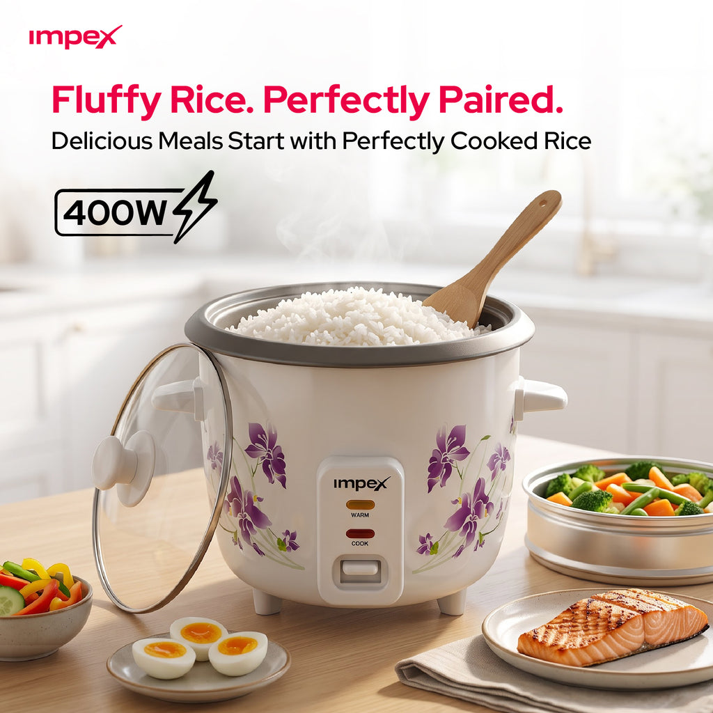 Impex RC2801 – 1 Litre 400W Electric Rice Cooker with Steamer Function