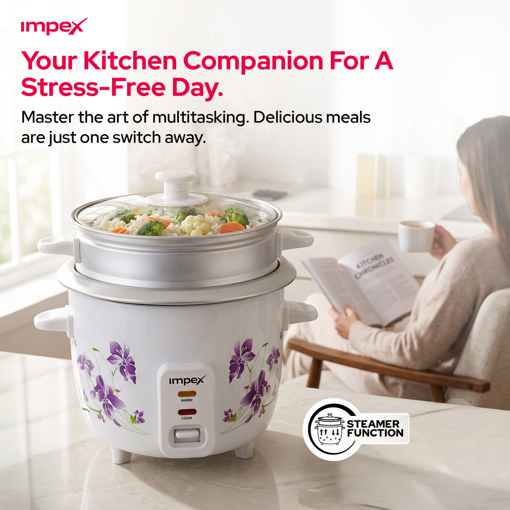 Impex RC2801 – 1 Litre 400W Electric Rice Cooker with Steamer Function