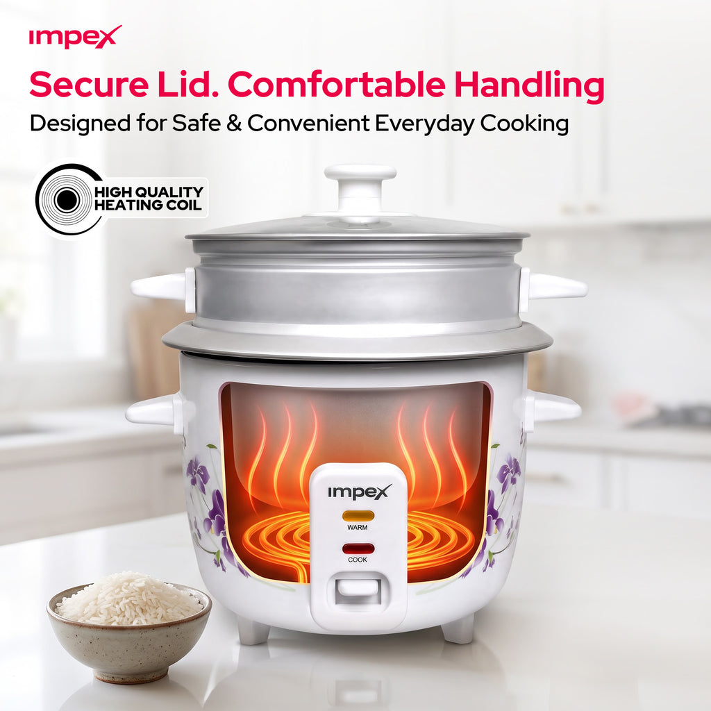 Impex RC2801 – 1 Litre 400W Electric Rice Cooker with Steamer Function