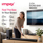 Impex BeatBeam SB6000 2.1 Soundbar | 120W | Wireless Subwoofer | 3D Audio EQ
